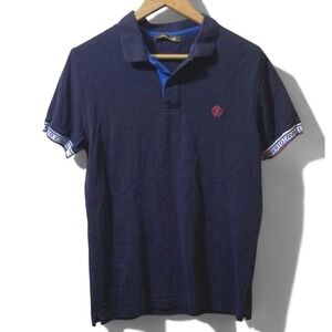 Roberto Cavalli Polo Shirt Mens Navy Blue Logo Short Sleeve‎ Designer Italy
